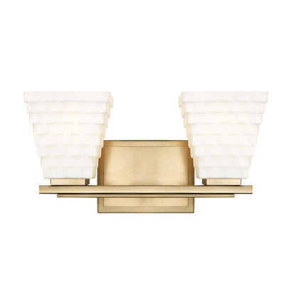 Z-Lite Annalise 14" 2-Light Modern Gold Matte Opal Glass Shade Vanity Light