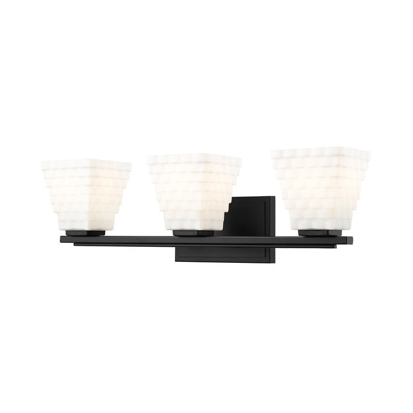 Z-Lite Annalise 24" 3-Light Matte Black Matte Opal Glass Shade Vanity Light