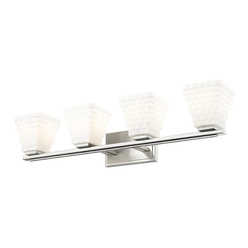 Z-Lite Annalise 32" 4-Light Brushed Nickel Matte Opal Glass Shade Vanity Light