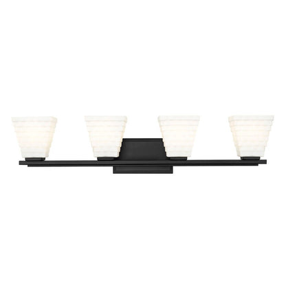 Z-Lite Annalise 32" 4-Light Matte Black Matte Opal Glass Shade Vanity Light