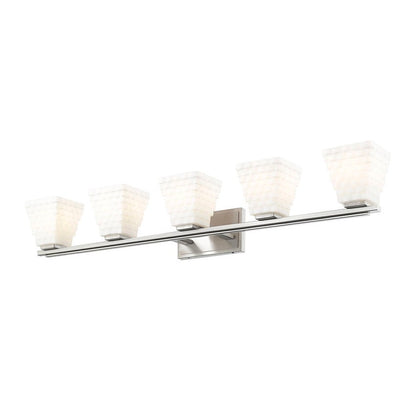 Z-Lite Annalise 42" 5-Light Brushed Nickel Matte Opal Glass Shade Vanity Light