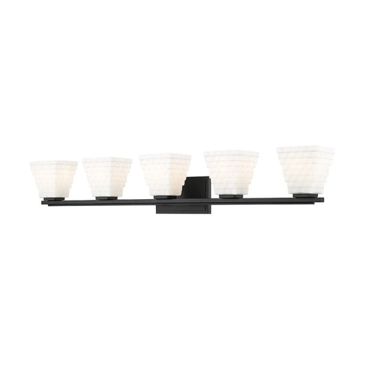 Z-Lite Annalise 42" 5-Light Matte Black Matte Opal Glass Shade Vanity Light