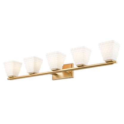 Z-Lite Annalise 42" 5-Light Modern Gold Matte Opal Glass Shade Vanity Light