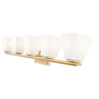 Z-Lite Annalise 42" 5-Light Modern Gold Matte Opal Glass Shade Vanity Light