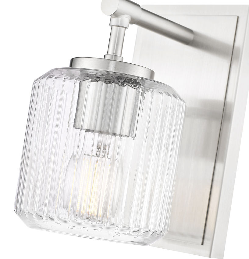 Z-Lite Landon 5" 1-Light Brushed Nickel Clear Ribbed Glass Shade Wall Sconce