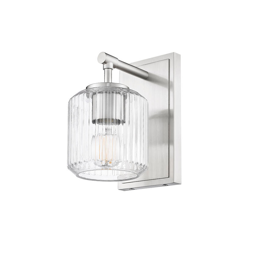 Z-Lite Landon 5" 1-Light Brushed Nickel Clear Ribbed Glass Shade Wall Sconce