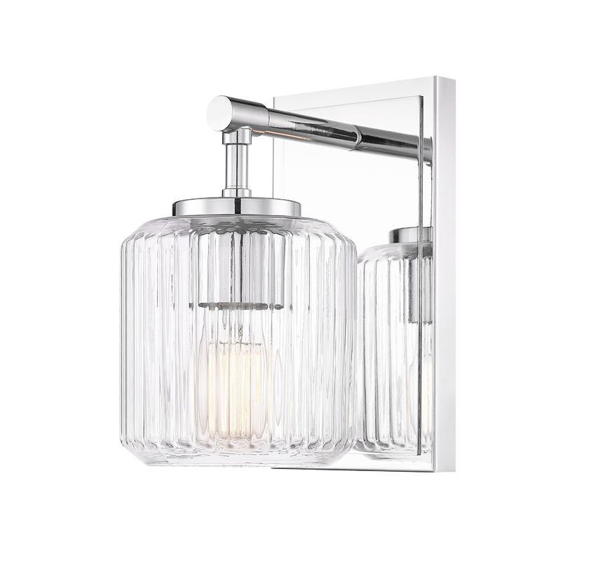 Z-Lite Landon 5" 1-Light Chrome Clear Ribbed Glass Shade Wall Sconce