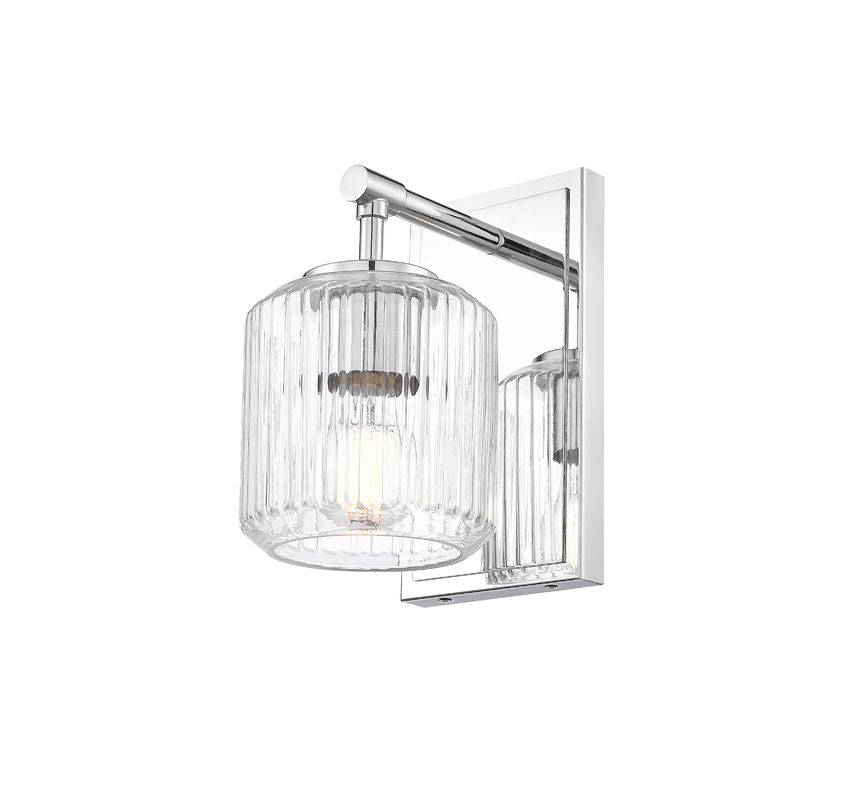 Z-Lite Landon 5" 1-Light Chrome Clear Ribbed Glass Shade Wall Sconce