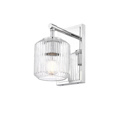 Z-Lite Landon 5" 1-Light Chrome Clear Ribbed Glass Shade Wall Sconce