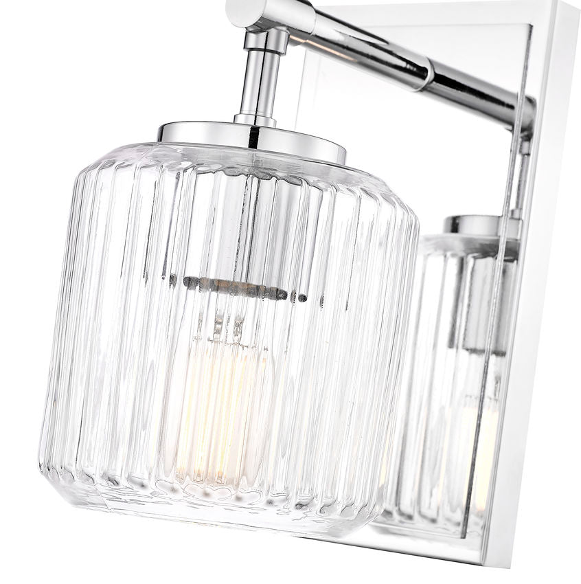 Z-Lite Landon 5" 1-Light Chrome Clear Ribbed Glass Shade Wall Sconce