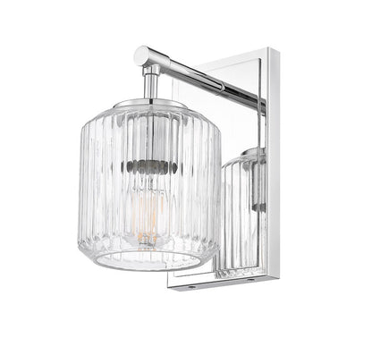 Z-Lite Landon 5" 1-Light Chrome Clear Ribbed Glass Shade Wall Sconce