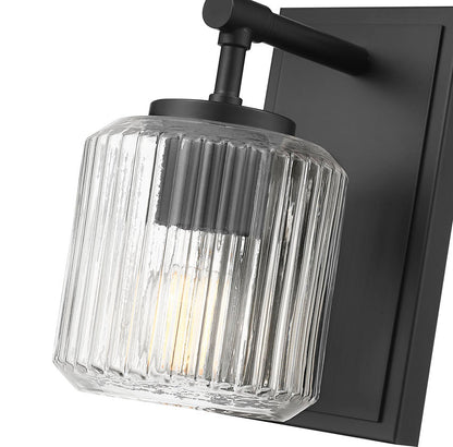 Z-Lite Landon 5" 1-Light Matte Black Clear Ribbed Glass Shade Wall Sconce