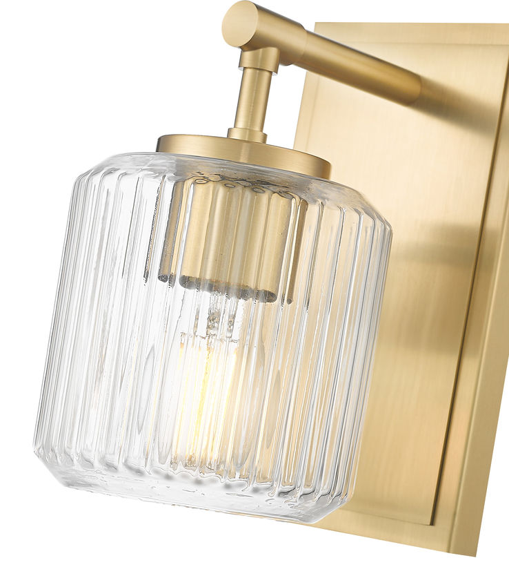 Z-Lite Landon 5" 1-Light Modern Gold Clear Ribbed Glass Shade Wall Sconce