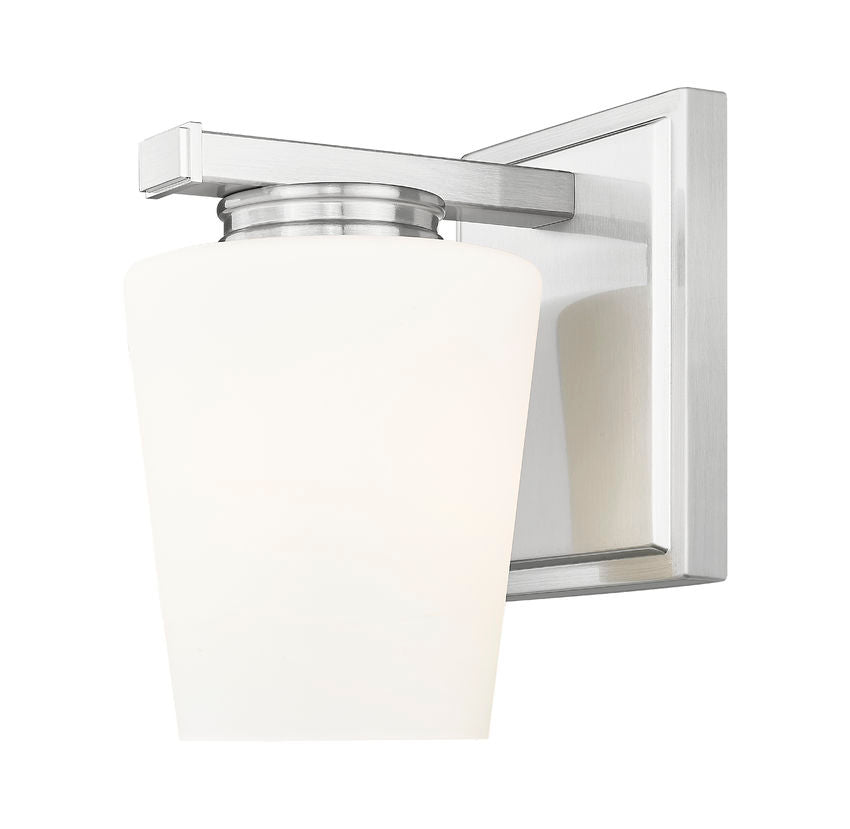 Z-Lite Nextra 5" 1-Light Brushed Nickel Steel Frame White Opal Glass Shade Wall Sconce