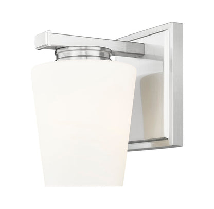 Z-Lite Nextra 5" 1-Light Brushed Nickel Steel Frame White Opal Glass Shade Wall Sconce