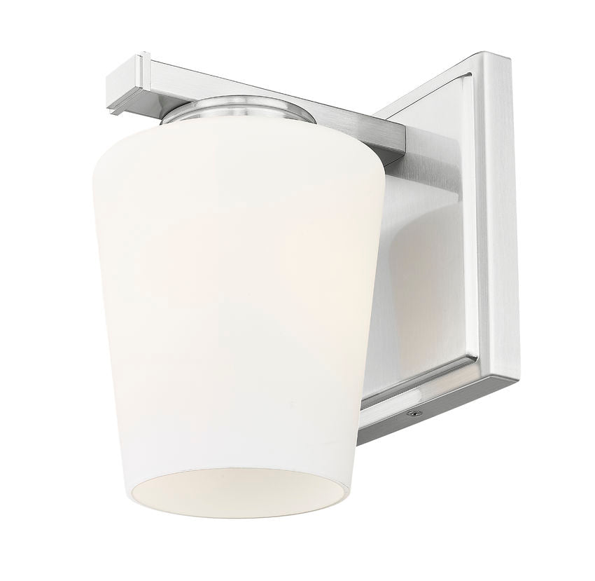 Z-Lite Nextra 5" 1-Light Brushed Nickel Steel Frame White Opal Glass Shade Wall Sconce