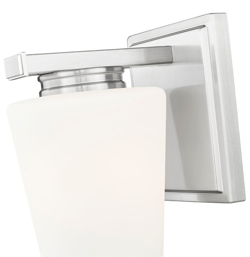 Z-Lite Nextra 5" 1-Light Brushed Nickel Steel Frame White Opal Glass Shade Wall Sconce