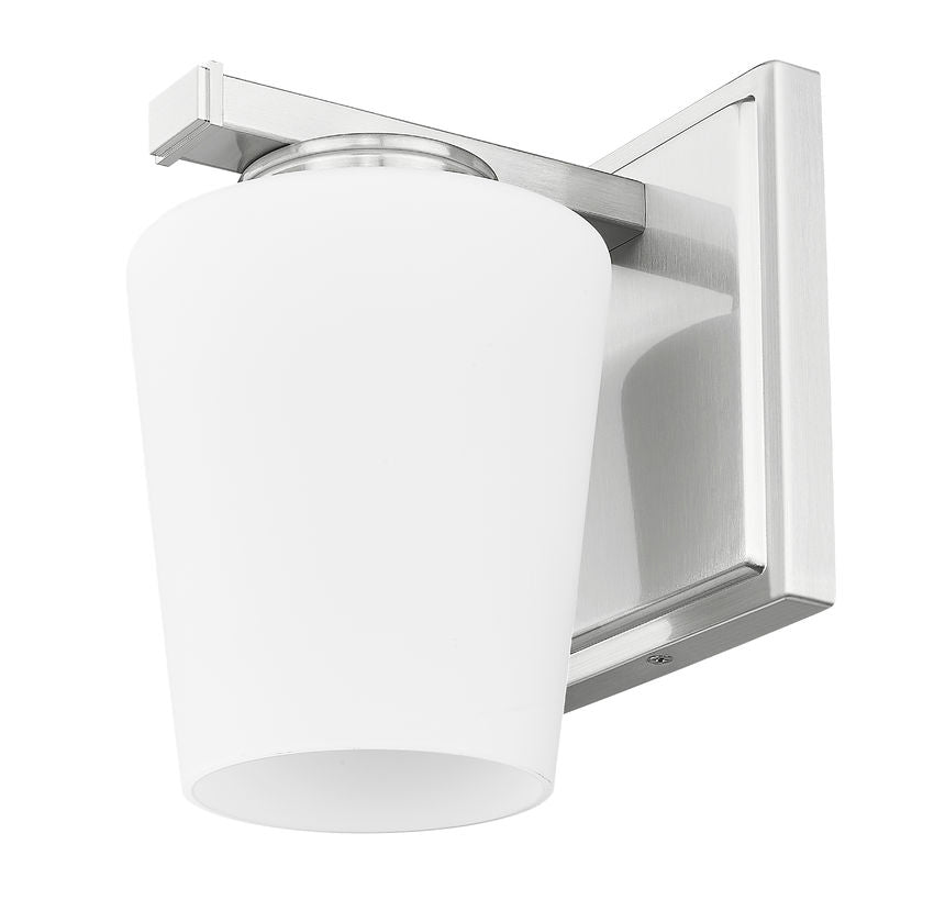 Z-Lite Nextra 5" 1-Light Brushed Nickel Steel Frame White Opal Glass Shade Wall Sconce