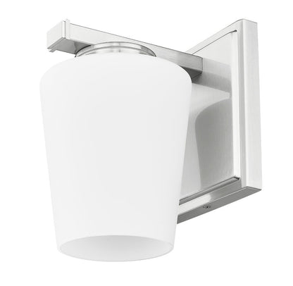 Z-Lite Nextra 5" 1-Light Brushed Nickel Steel Frame White Opal Glass Shade Wall Sconce