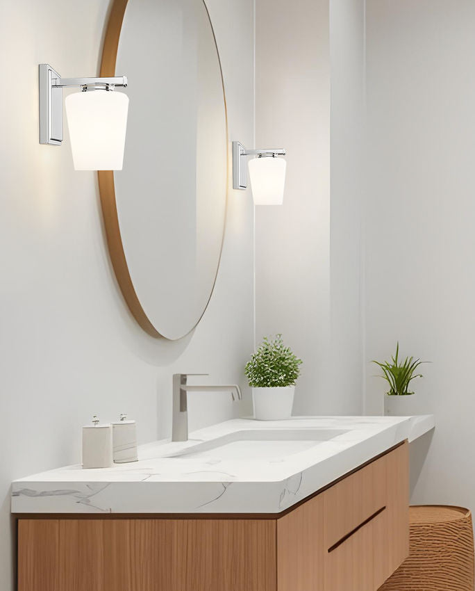 Z-Lite Nextra 5" 1-Light Chrome Steel Frame White Opal Glass Shade Wall Sconce