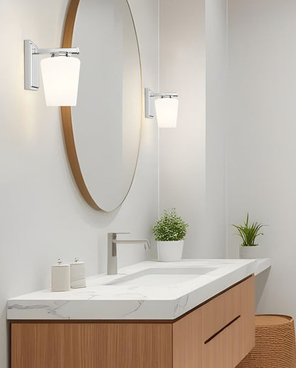 Z-Lite Nextra 5" 1-Light Chrome Steel Frame White Opal Glass Shade Wall Sconce