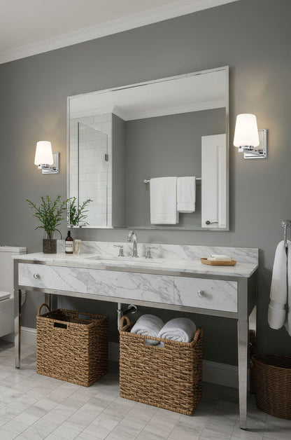 Z-Lite Nextra 5" 1-Light Chrome Steel Frame White Opal Glass Shade Wall Sconce