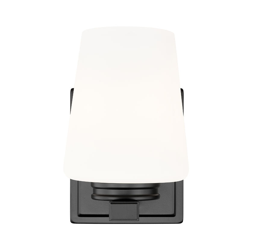 Z-Lite Nextra 5" 1-Light Matte Black Steel Frame White Opal Glass Shade Wall Sconce