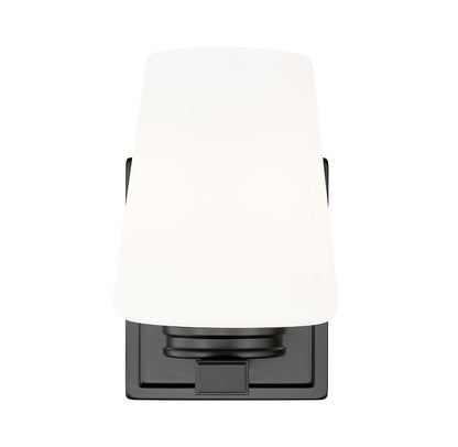 Z-Lite Nextra 5" 1-Light Matte Black Steel Frame White Opal Glass Shade Wall Sconce