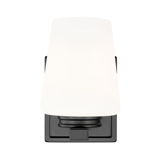 Z-Lite Nextra 5" 1-Light Matte Black Steel Frame White Opal Glass Shade Wall Sconce
