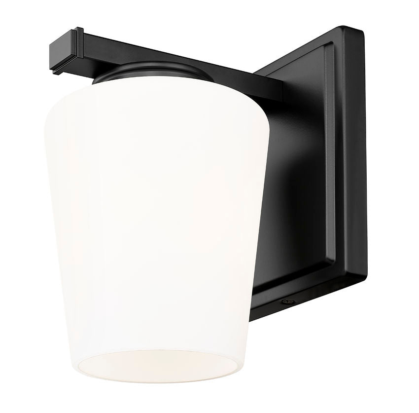Z-Lite Nextra 5" 1-Light Matte Black Steel Frame White Opal Glass Shade Wall Sconce