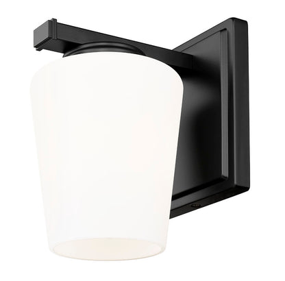 Z-Lite Nextra 5" 1-Light Matte Black Steel Frame White Opal Glass Shade Wall Sconce