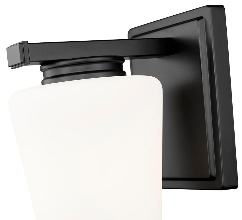 Z-Lite Nextra 5" 1-Light Matte Black Steel Frame White Opal Glass Shade Wall Sconce