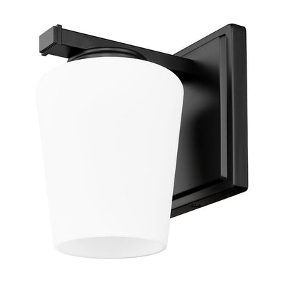 Z-Lite Nextra 5" 1-Light Matte Black Steel Frame White Opal Glass Shade Wall Sconce