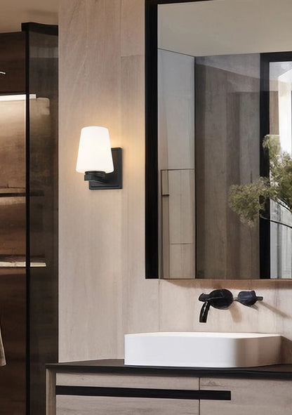 Z-Lite Nextra 5" 1-Light Matte Black Steel Frame White Opal Glass Shade Wall Sconce