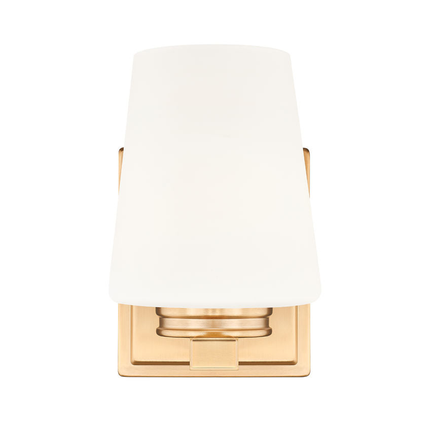 Z-Lite Nextra 5" 1-Light Modern Gold Steel Frame White Opal Glass Shade Wall Sconce