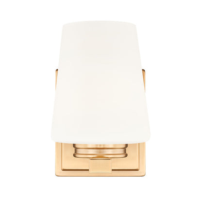 Z-Lite Nextra 5" 1-Light Modern Gold Steel Frame White Opal Glass Shade Wall Sconce