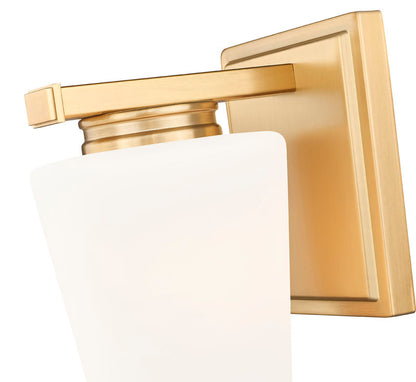Z-Lite Nextra 5" 1-Light Modern Gold Steel Frame White Opal Glass Shade Wall Sconce