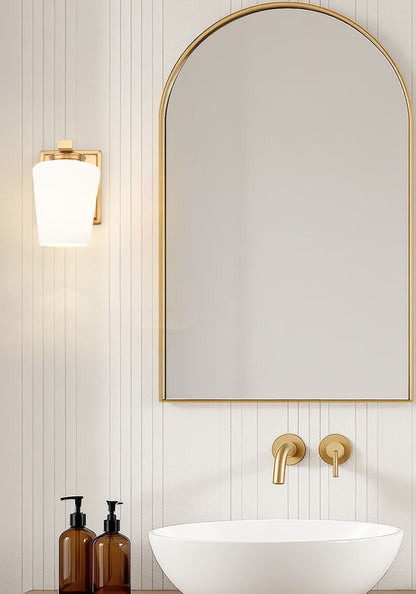 Z-Lite Nextra 5" 1-Light Modern Gold Steel Frame White Opal Glass Shade Wall Sconce