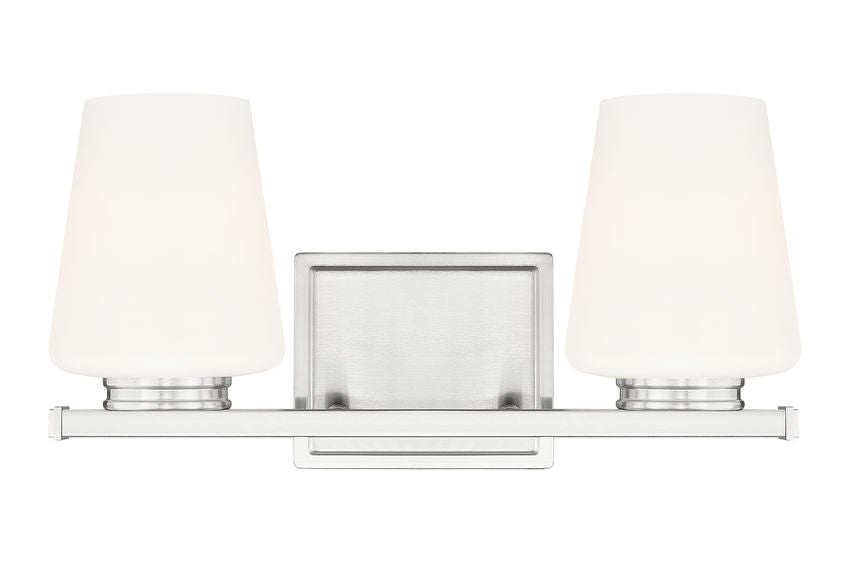 Z-Lite Nextra 16" 2-Light Brushed Nickel Steel Frame White Opal Glass Shade Vanity Light