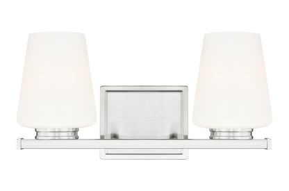Z-Lite Nextra 16" 2-Light Brushed Nickel Steel Frame White Opal Glass Shade Vanity Light