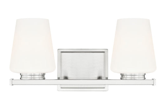 Z-Lite Nextra 16" 2-Light Brushed Nickel Steel Frame White Opal Glass Shade Vanity Light