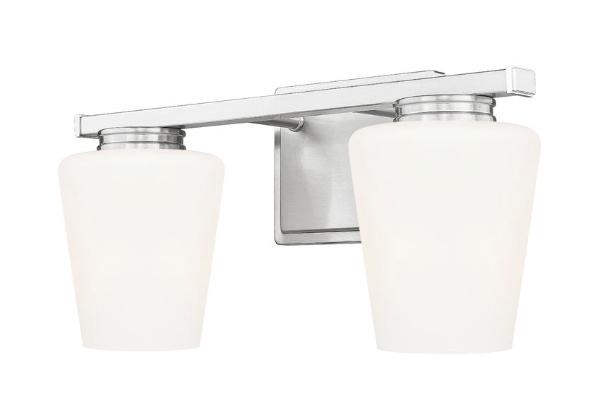Z-Lite Nextra 16" 2-Light Brushed Nickel Steel Frame White Opal Glass Shade Vanity Light