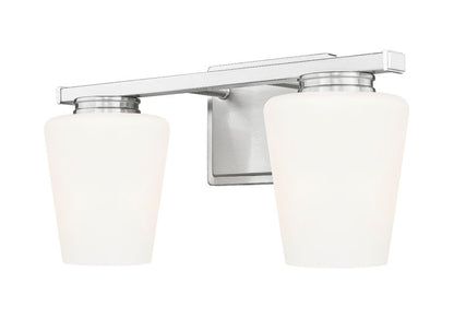 Z-Lite Nextra 16" 2-Light Brushed Nickel Steel Frame White Opal Glass Shade Vanity Light