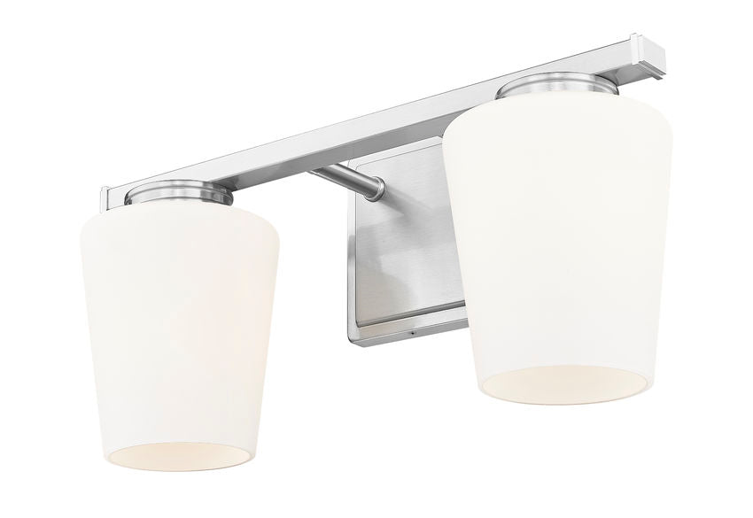 Z-Lite Nextra 16" 2-Light Brushed Nickel Steel Frame White Opal Glass Shade Vanity Light