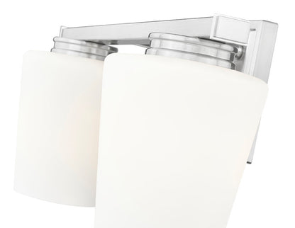 Z-Lite Nextra 16" 2-Light Brushed Nickel Steel Frame White Opal Glass Shade Vanity Light