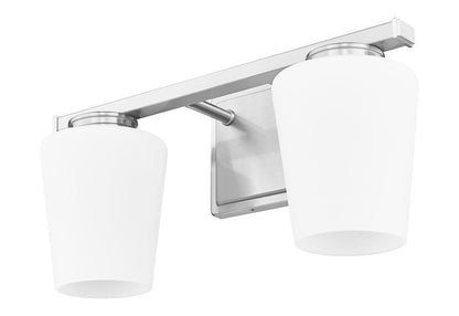 Z-Lite Nextra 16" 2-Light Brushed Nickel Steel Frame White Opal Glass Shade Vanity Light