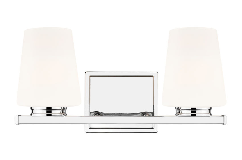Z-Lite Nextra 16" 2-Light Chrome Steel Frame White Opal Glass Shade Vanity Light