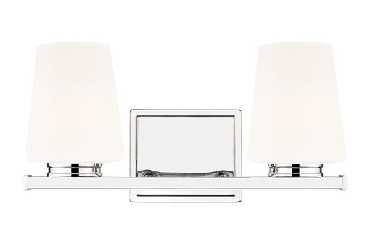 Z-Lite Nextra 16" 2-Light Chrome Steel Frame White Opal Glass Shade Vanity Light