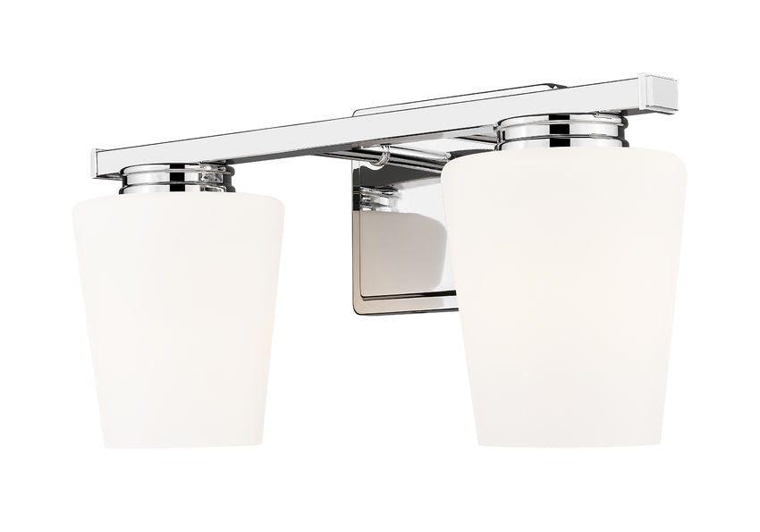 Z-Lite Nextra 16" 2-Light Chrome Steel Frame White Opal Glass Shade Vanity Light