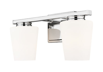 Z-Lite Nextra 16" 2-Light Chrome Steel Frame White Opal Glass Shade Vanity Light